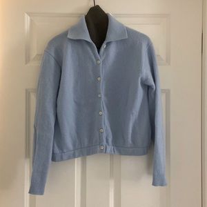 Theory Cropped Polo Cardigan in Cashmere